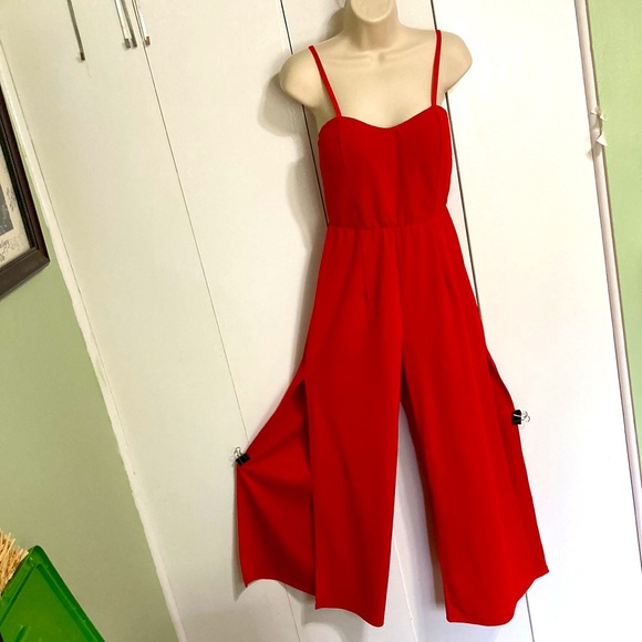 Nasty Gal Jumper Wide Leg Sweetheart Neckline Red Women's Large - Picture 11 of 14